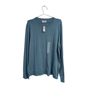 Old Navy Crewneck Sweater Classic Minimalist Cotton Blend‎ Aqua Blue Large NWT